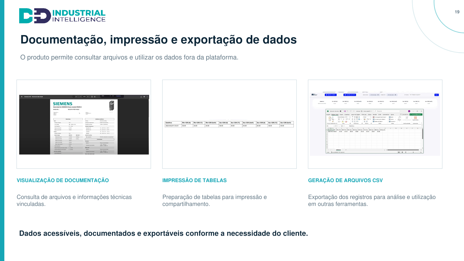 Documentos e exportação